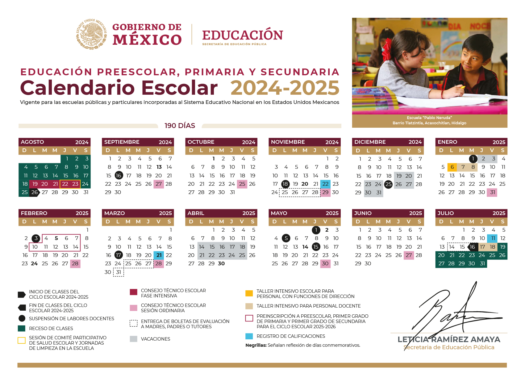 Publica SEP calendarios escolares 20242025 para Educación Básica y